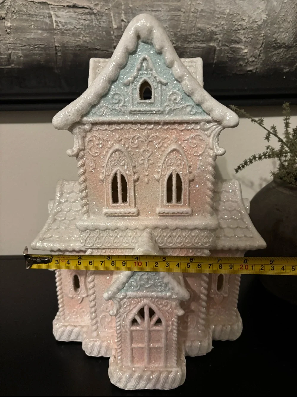 Pastel Glitter Christmas Gingerbread Light-Up House